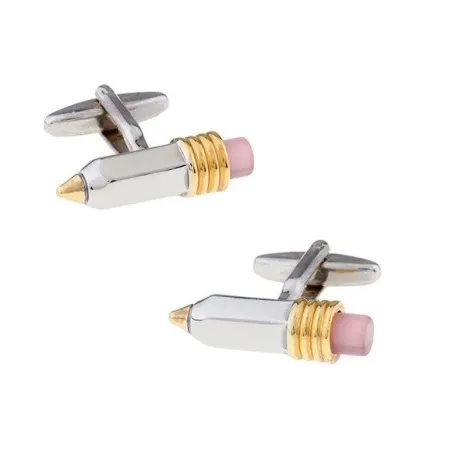 Boutons de manchette élégants en argent - forme crayon