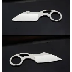 Tactical small knife - with ring - leather case - D2 steelKnives & Multitools