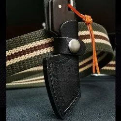 Mini foldable knife - stainless steel - wooden handle - with leather coverKnives & Multitools