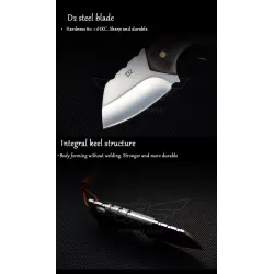 Mini foldable knife - stainless steel - wooden handle - with leather coverKnives & Multitools