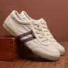 Classic men's shoes - flat canvas sneakers - round toe - lace upShoes