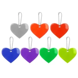 Porte-clés réfléchissant en forme de coeur - 5 pièces
