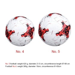 Professional soccer ball - leather - waterproof - white-red - size 4 - 5Balls