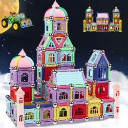 Blocs de construction magnétiques - puzzle coloré - tiges/boules - jouet éducatif