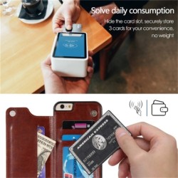Retro card holder - phone cover case - leather flip cover - mini wallet - for iPhone - brownProtection
