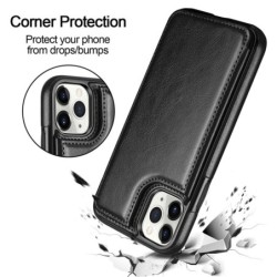 Retro card holder - phone cover case - leather flip cover - mini wallet - for iPhone - redProtection