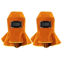 Cagoule de soudeur en cuir - casque - avec drapé cou / épaule