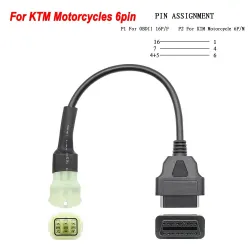 OBD2 16 broches à 3 broches/6 broches - câble pour KTM - adaptateur pour moto - réglage du logiciel ECU