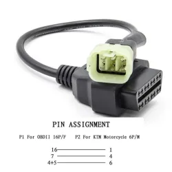 OBD2 16 broches à 3 broches/6 broches - câble pour KTM - adaptateur pour moto - réglage du logiciel ECU