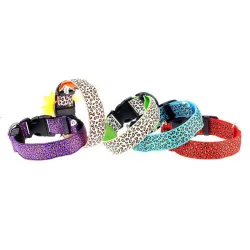 Collier LED pour chien - promenade nocturne de sécurité - imprimé léopard coloré