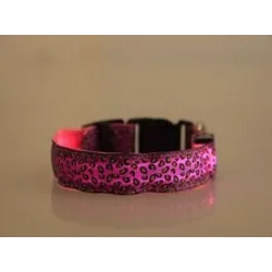 Collier LED pour chien - promenade nocturne de sécurité - imprimé léopard coloré