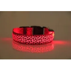 Collier LED pour chien - promenade nocturne de sécurité - imprimé léopard coloré