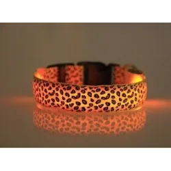 Collier LED pour chien - promenade nocturne de sécurité - imprimé léopard coloré
