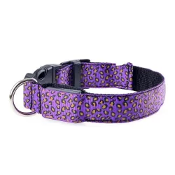 Collier LED pour chien - promenade nocturne de sécurité - imprimé léopard coloré