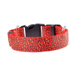 Collier LED pour chien - promenade nocturne de sécurité - imprimé léopard coloré