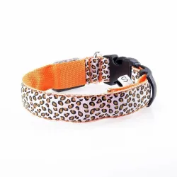 Collier LED pour chien - promenade nocturne de sécurité - imprimé léopard coloré