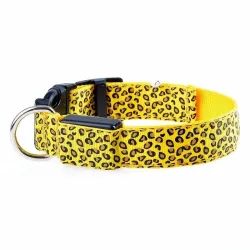Collier LED pour chien - promenade nocturne de sécurité - imprimé léopard coloré