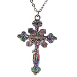 Rainbow color cross pendant - with necklaceNecklaces