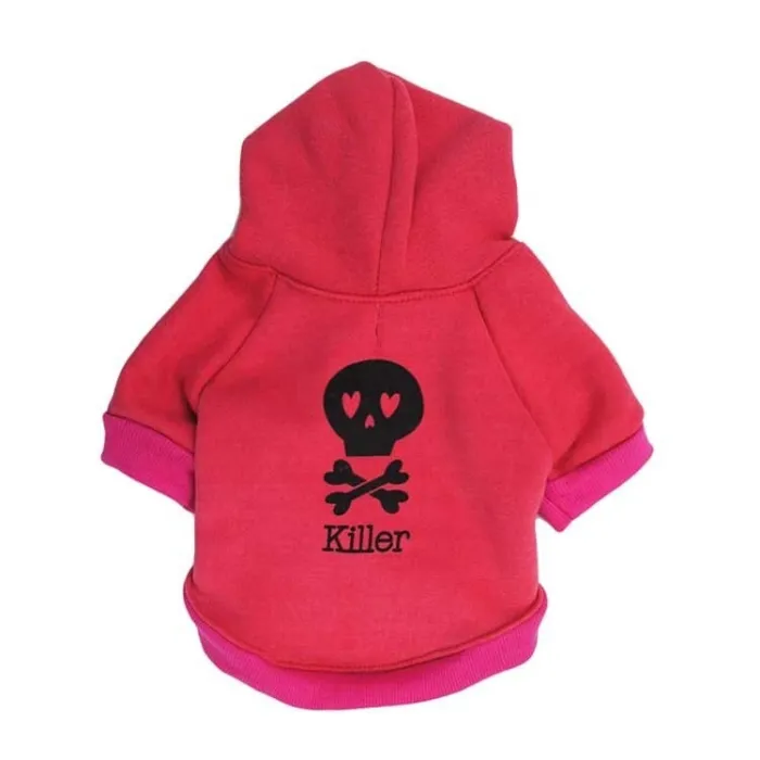 Sweat à capuche chaud - pour chiens / chats - imprimé tête de mort - lettrage KILLER