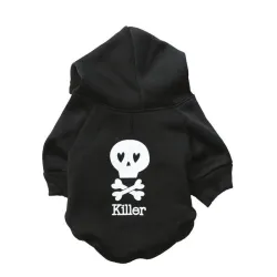 Sweat à capuche chaud - pour chiens / chats - imprimé tête de mort - lettrage KILLER