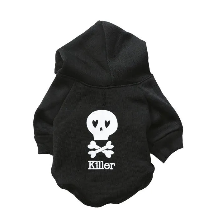 Sweat à capuche chaud - pour chiens / chats - imprimé tête de mort - lettrage KILLER