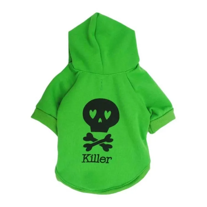 Sweat à capuche chaud - pour chiens / chats - imprimé tête de mort - lettrage KILLER