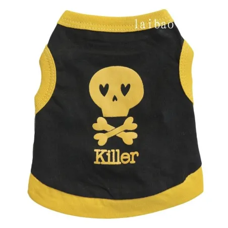 Gilet décoratif - pour chiens / chats - imprimé tête de mort - lettrage KILLER