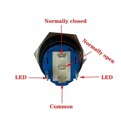 Interrupteur bouton poussoir noir LED - étanche - fixe autobloquant - 12mm / 16mm / 19mm / 22mm - 5V / 12V / 220V