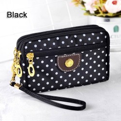 Small clutch bag - triple zipper - wrist strap - dots patternBags