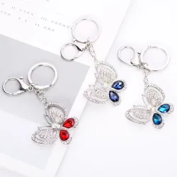 Porte-clés papillon en cristal