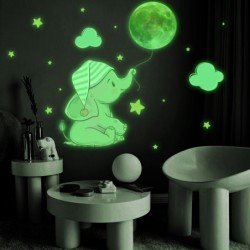 Luminous wall sticker - baby elephant / moon / balloons - kids bedroom wallpaperWall stickers