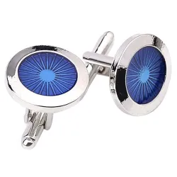 Yeux bleus ronds - boutons de manchette