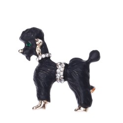 Curly hair dog - with crystals - broochBrooches