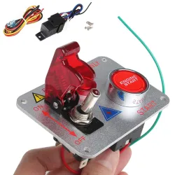 12V - LED rouge - démarrage moteur de voiture de course - interrupteur d'allumage à bouton-poussoir - bascule de panneau