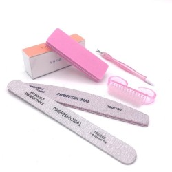 Manicure / pedicure set - nail file / brush / buffer / cuticle cutter - 6 pieces setNail brushes