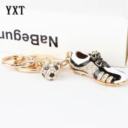 Chaussure de football cristal / ballon - porte-clés