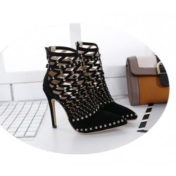 High heel ankle boots - cut out design - with rivets / zipperPumps