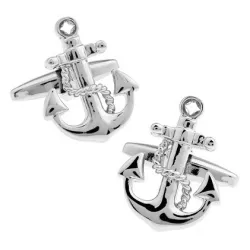 Ancre de bateau - boutons de manchette en argent