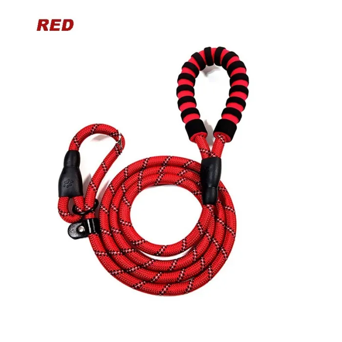 Laisse pour chien en nylon - collier réglable - réfléchissant - poignée rembourrée