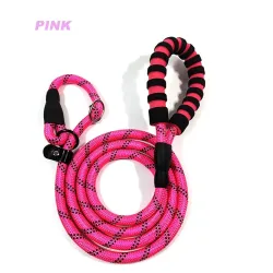 Laisse pour chien en nylon - collier réglable - réfléchissant - poignée rembourrée