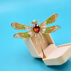 Grande libellule en cristal - broche