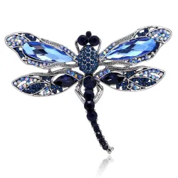 Libellule cristal bleu - broche