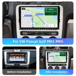 Autoradio - 2 Din - 9 pouces - Android 11 - 2Go - 32Go - Bluetooth - GPS - carplay - pour Volkswagen Golf 5 6 Passat
