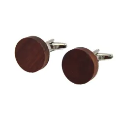 Boutons de manchette ronds en bois classiques