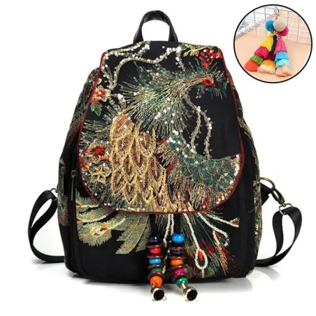 Sac à dos en toile - design ethnique coloré