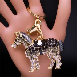 Cheval de cristal - porte-clés doré