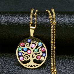 Turkish eye / tree of life pendant - with necklace - stainless steelNecklaces