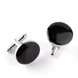 Boutons de manchette ronds classiques en argent