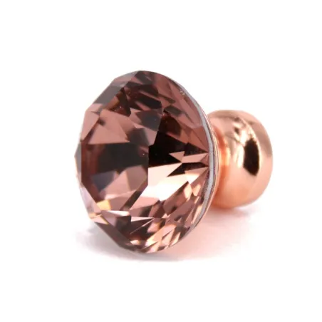 Poignées de meubles en or rose - boutons avec cristal - 10 pièces