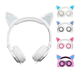 Casque enfant - LED - oreilles de chat lumineuses - jack 3,5 mm